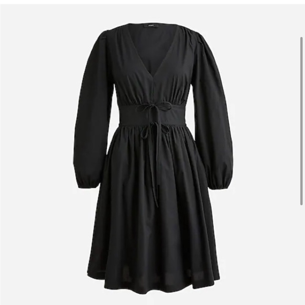 JCrew Black Cotton Poplin Mini Party Dress